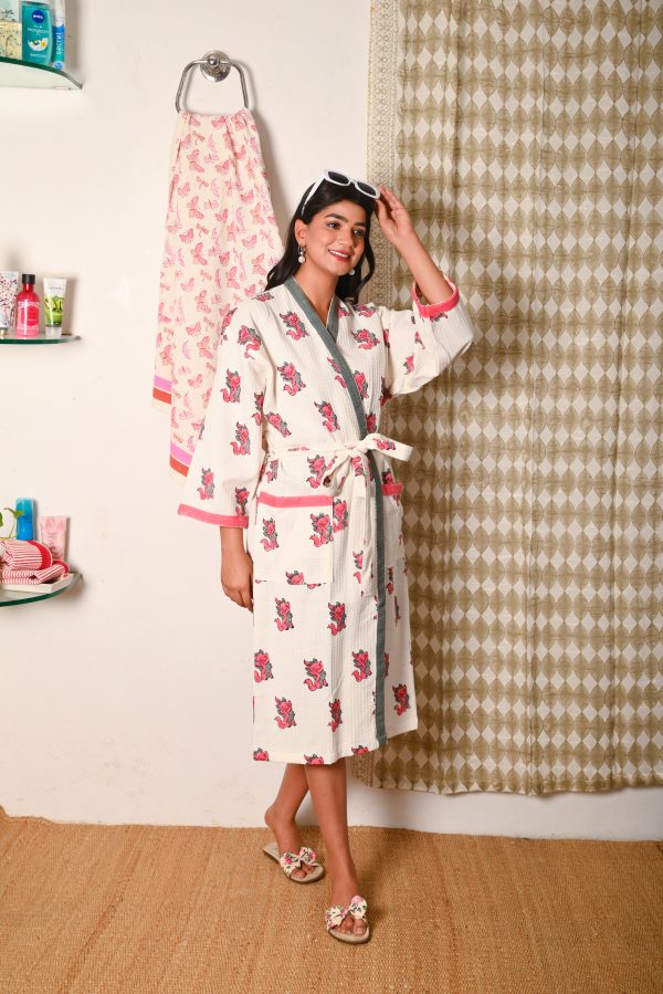 Lilly Block Printed Bathrobe - Image 2
