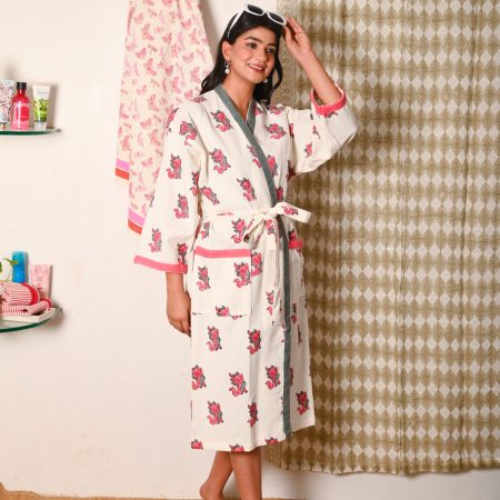 Lilly Block Printed Bathrobe - Image 2