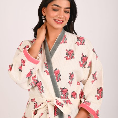 Lilly Block Printed Bathrobe - Image 3