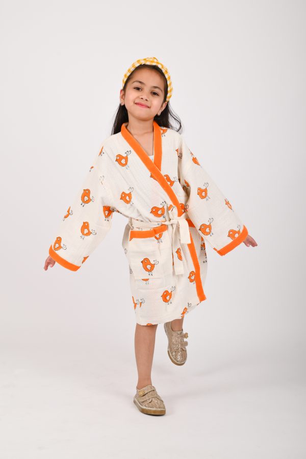 Orange Robin Block Printed Bathrobes - Image 2