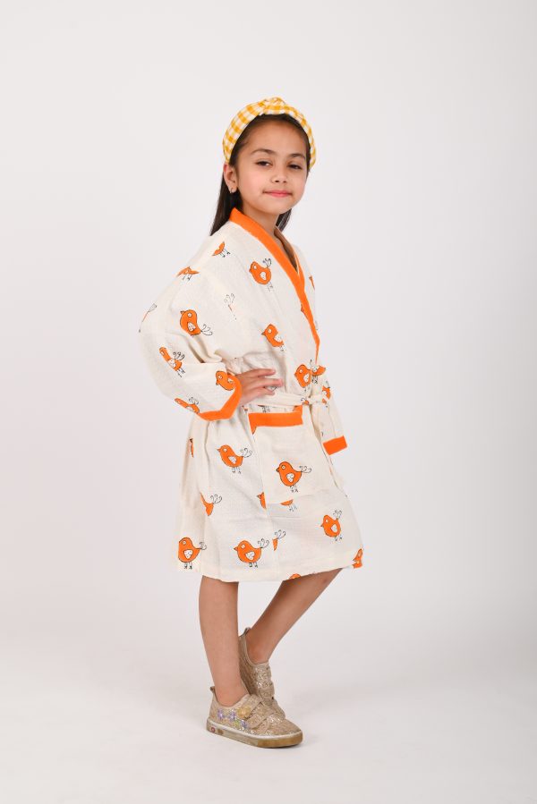 Orange Robin Block Printed Bathrobes