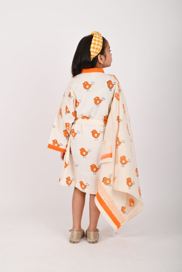 Orange Robin Block Printed Bathrobes - Image 4