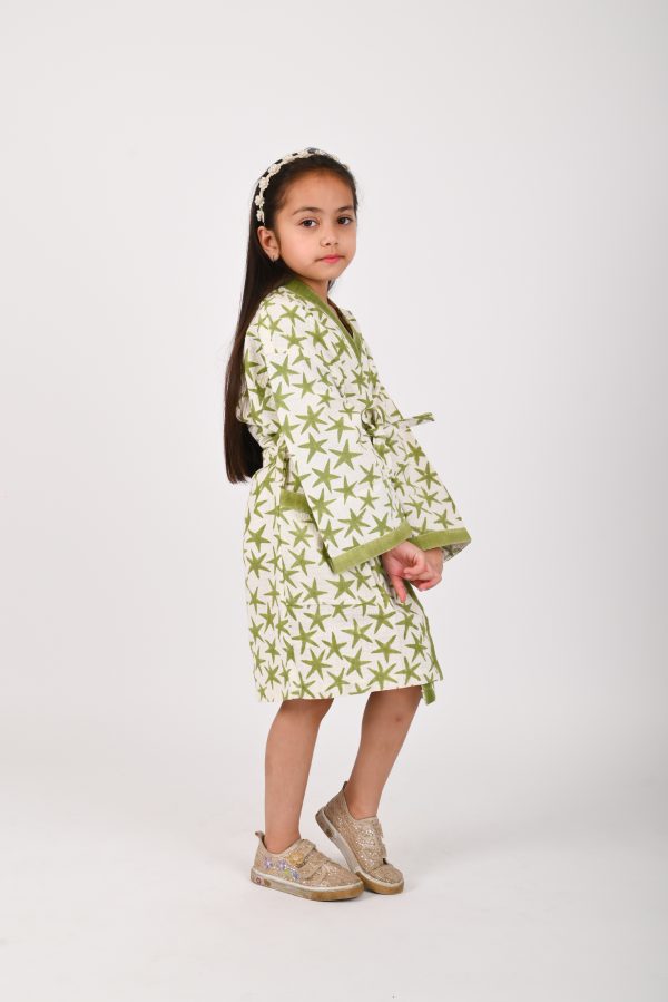 Green Alpha Star Block Printed Bathrobes - Image 2