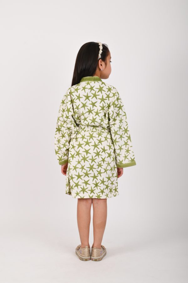 Green Alpha Star Block Printed Bathrobes - Image 3
