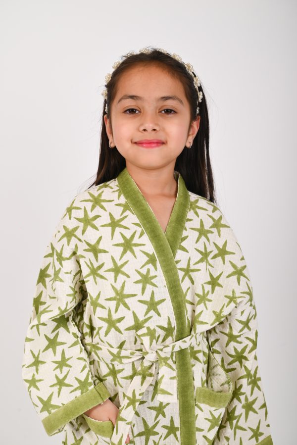 Green Alpha Star Block Printed Bathrobes - Image 4
