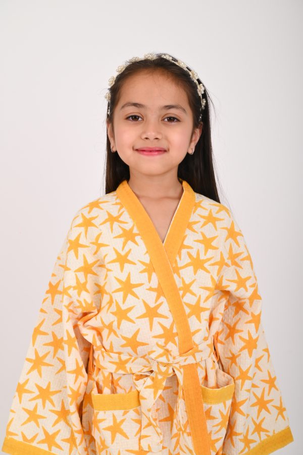 Yellow Alpha Star Block Printed Bathrobes - Image 2