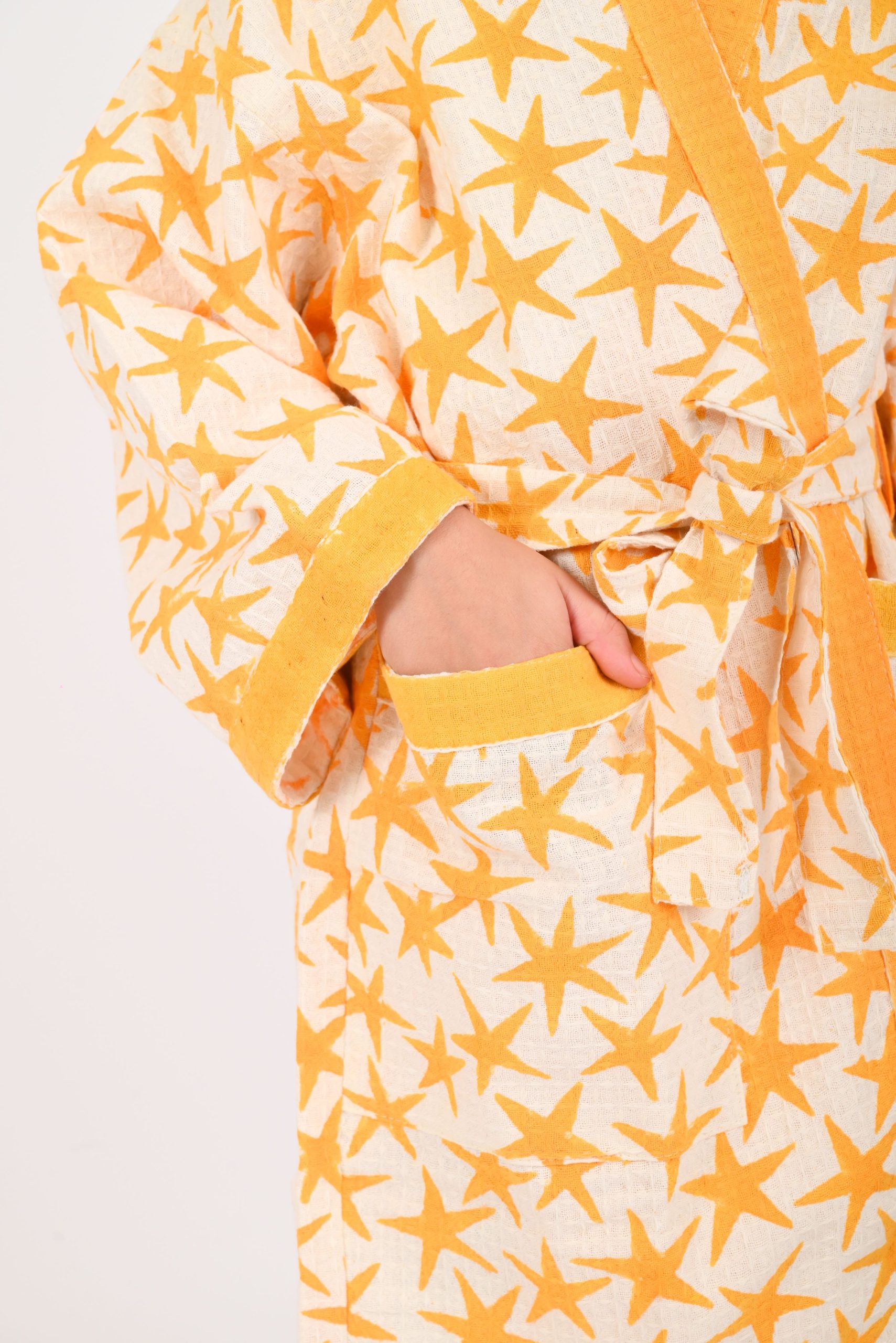 Yellow Alpha Star Block Printed Bathrobes - Image 2