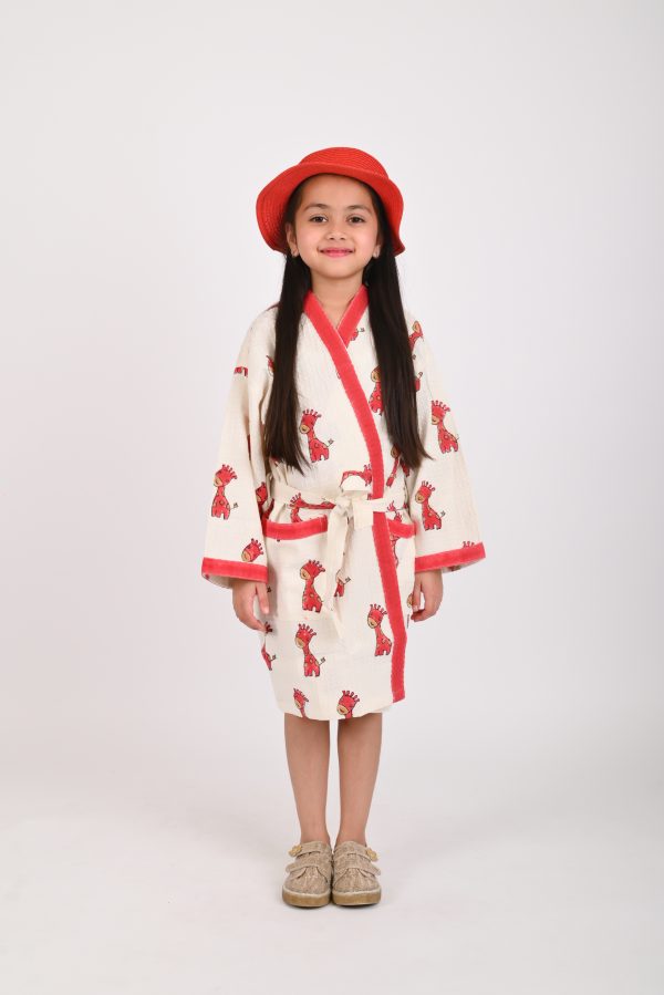 Red Safari Block Printed Bathrobes - Image 2