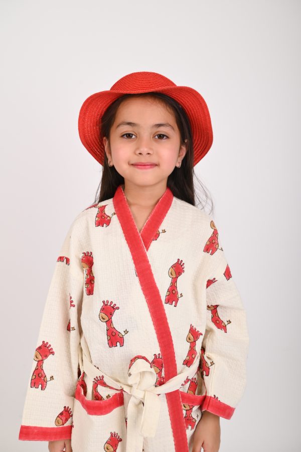Red Safari Block Printed Bathrobes - Image 4