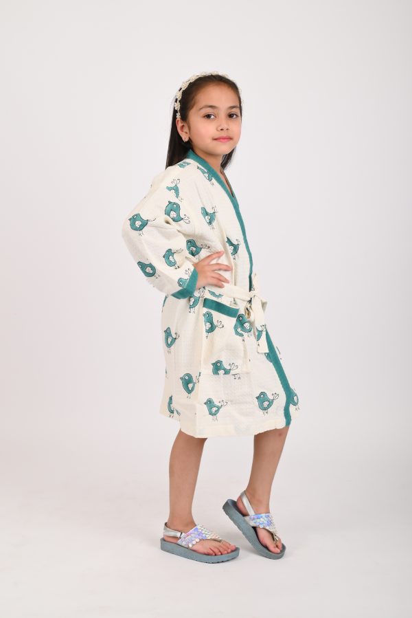 Green Robin Block Printed Bathrobes - Image 3