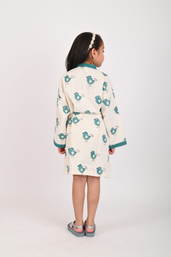 Green Robin Block Printed Bathrobes - Image 4