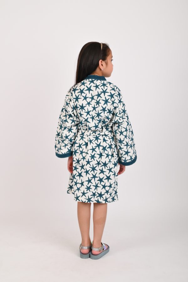 Blue Alpha Star Block Printed Bathrobes - Image 2