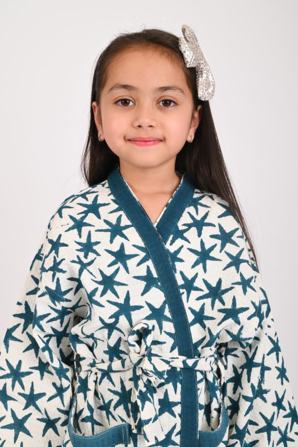 Blue Alpha Star Block Printed Bathrobes - Image 4