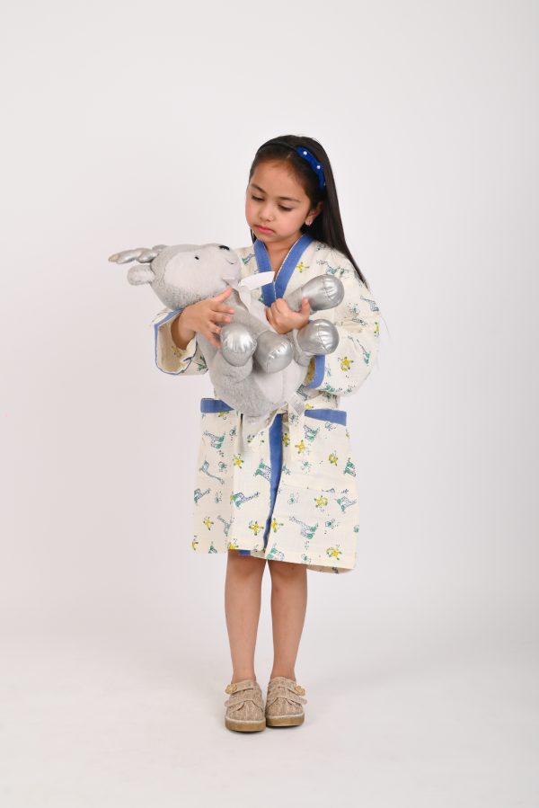 Blue Boogie Block Printed Bathrobes - Image 3