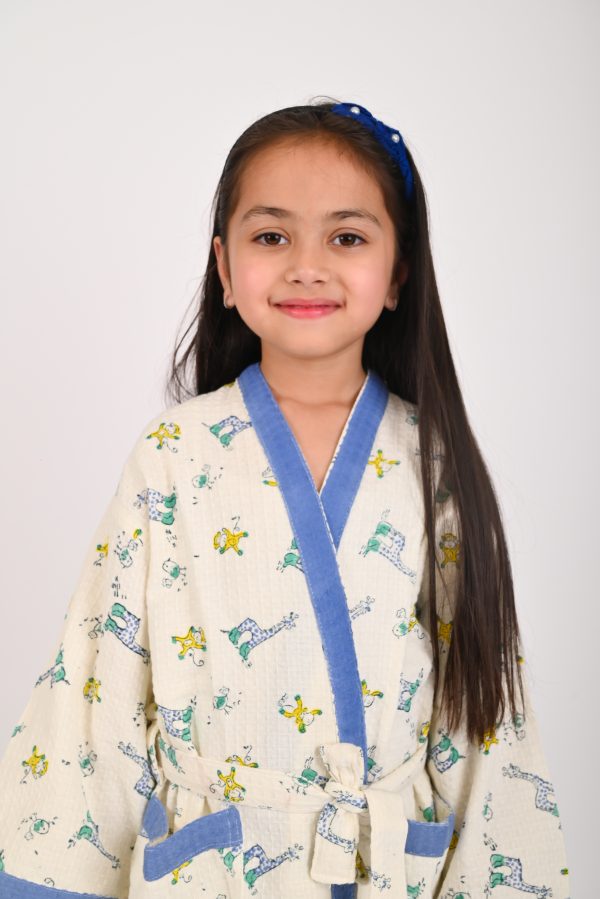 Blue Boogie Block Printed Bathrobes - Image 2
