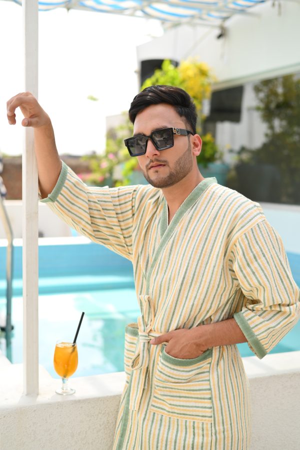 Green Peers Block Printed Bathrobe