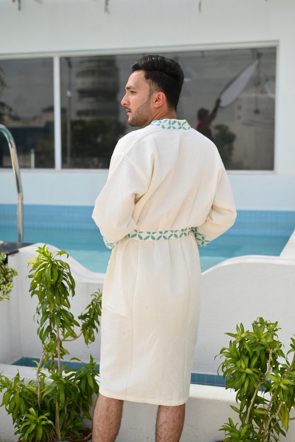 Blue Signature Block Printed Bathrobe - Image 5