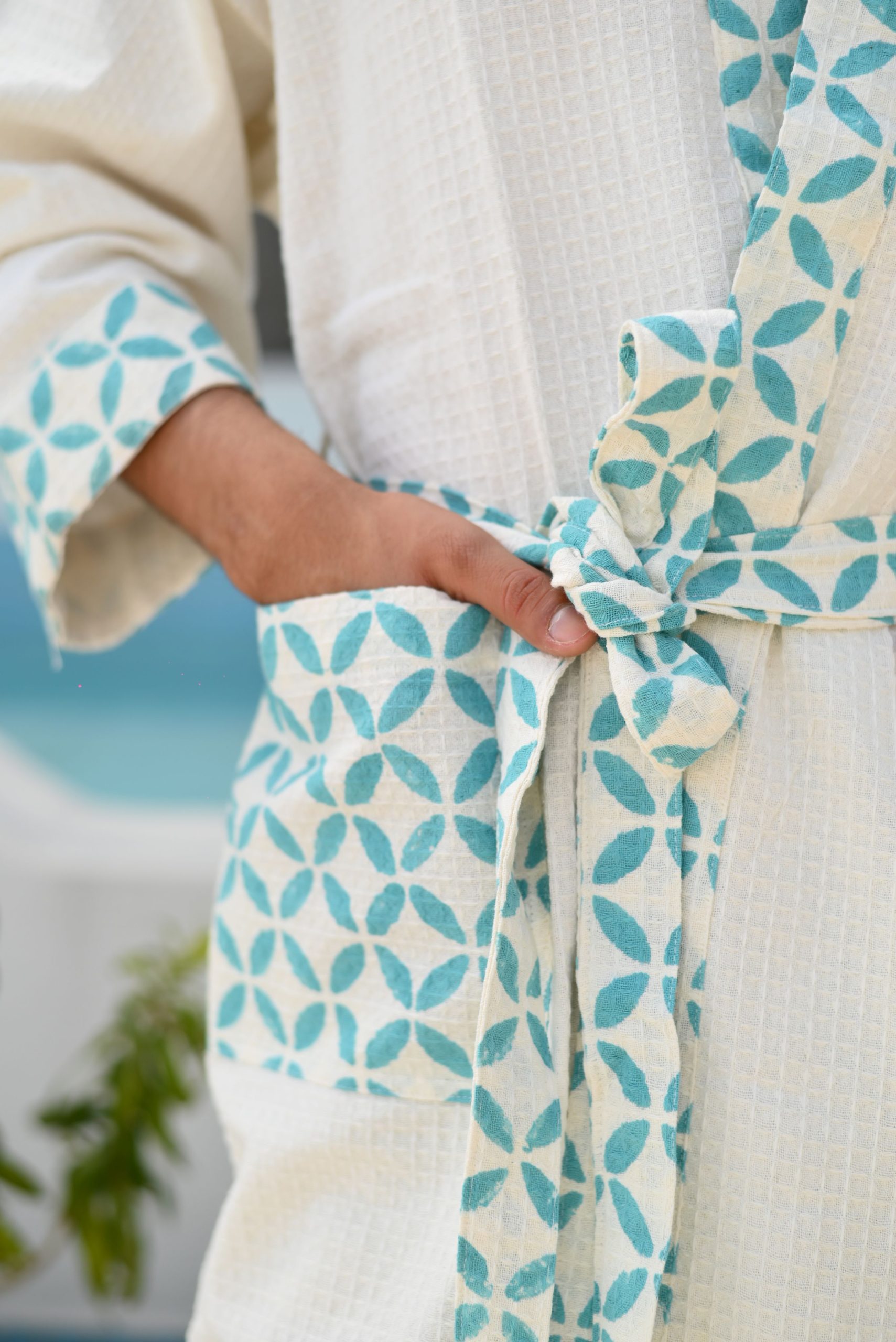 Blue Signature Block Printed Bathrobe - Image 2