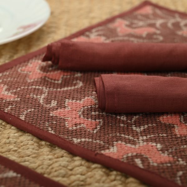WaterLily Block Printed Placemat & Napkin Set