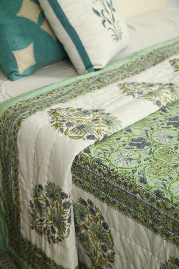 Daffodil Block Printed Cotton Quilt