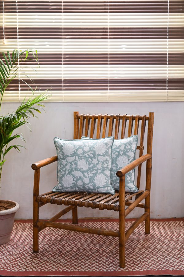 Green PrimrRose Block Printed Cushion Covers