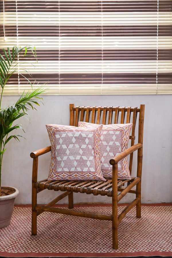 Red Star Block Printed Cushion Covers