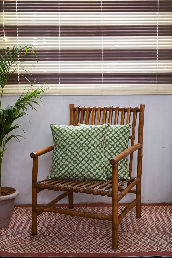 Green Walnut Block Printed Cushion Covers