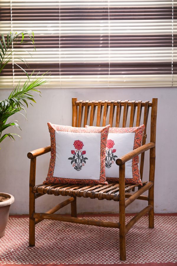 Red Maple Block Printed Cushion Covers