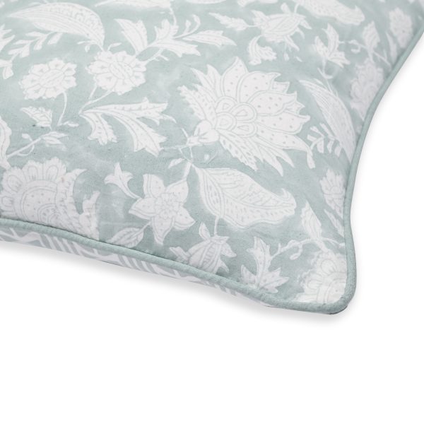 Green PrimrRose Block Printed Cushion Covers - Image 3