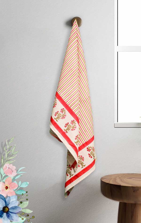 Alpine Pink Block Printed Bath Towel