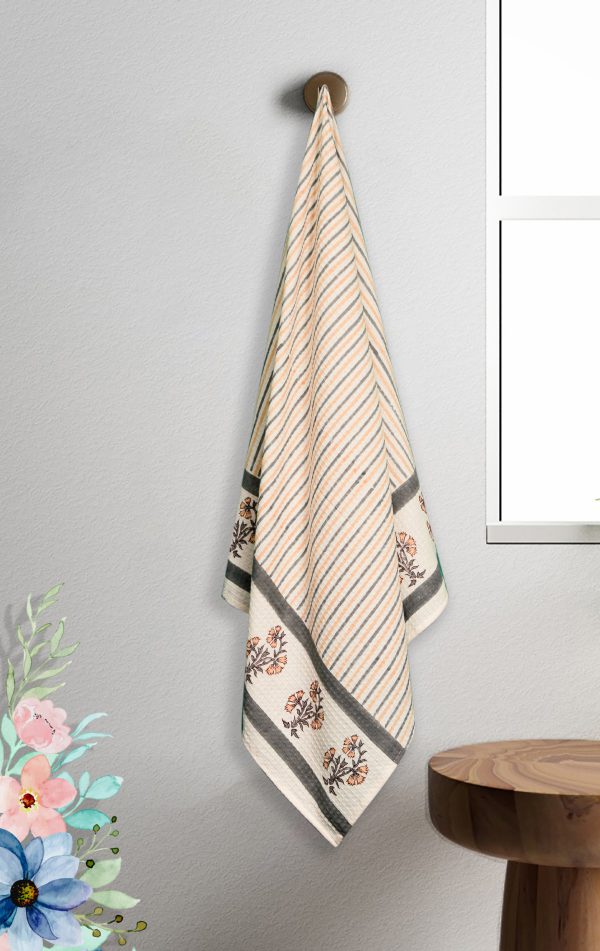 Gray Lvy  Block Printed Bath Towel