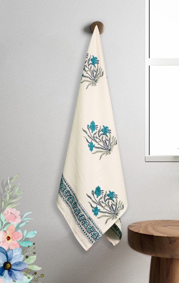 Moon Flower Block Printed Bath Towel