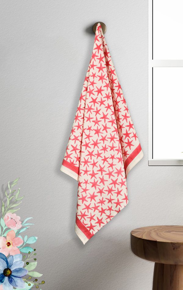 Pink Alpha Star Block Printed Kids Bath Towels
