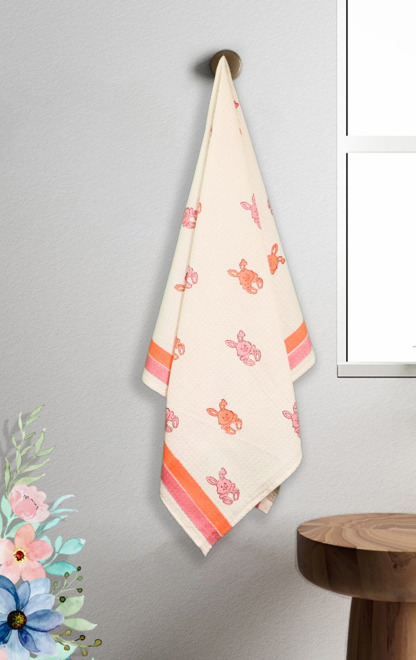 Rabbit Block Printed Kids Bath Towels