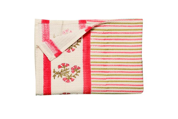 Alpine Pink Block Printed Bath Towel - Image 3