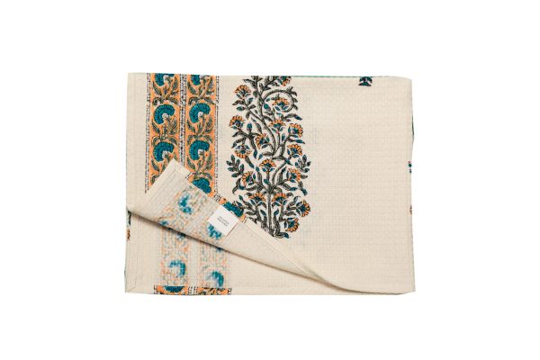 Golden Sage Block Printed Bath Towel - Image 3