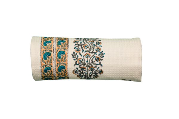 Golden Sage Block Printed Bath Towel - Image 4