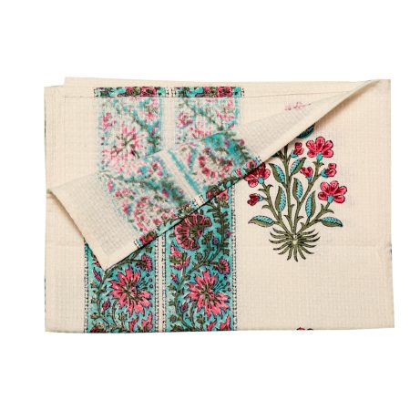 Pink Floss Block Printed Bath Towel - Image 2