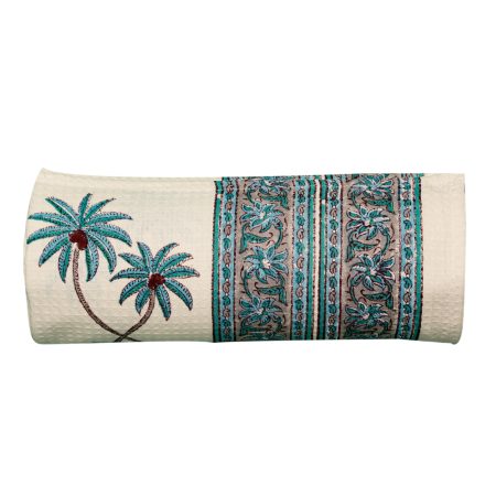 Blue Palm tree Block Printed Bath Towel - Image 4