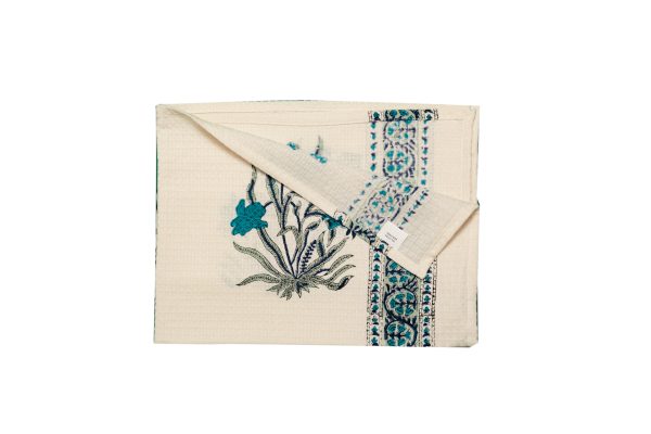 Moon Flower Block Printed Bath Towel - Image 3
