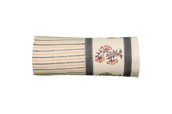 Gray Lvy  Block Printed Bath Towel - Image 4