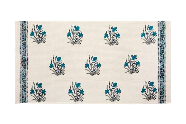 Moon Flower Block Printed Bath Towel - Image 2