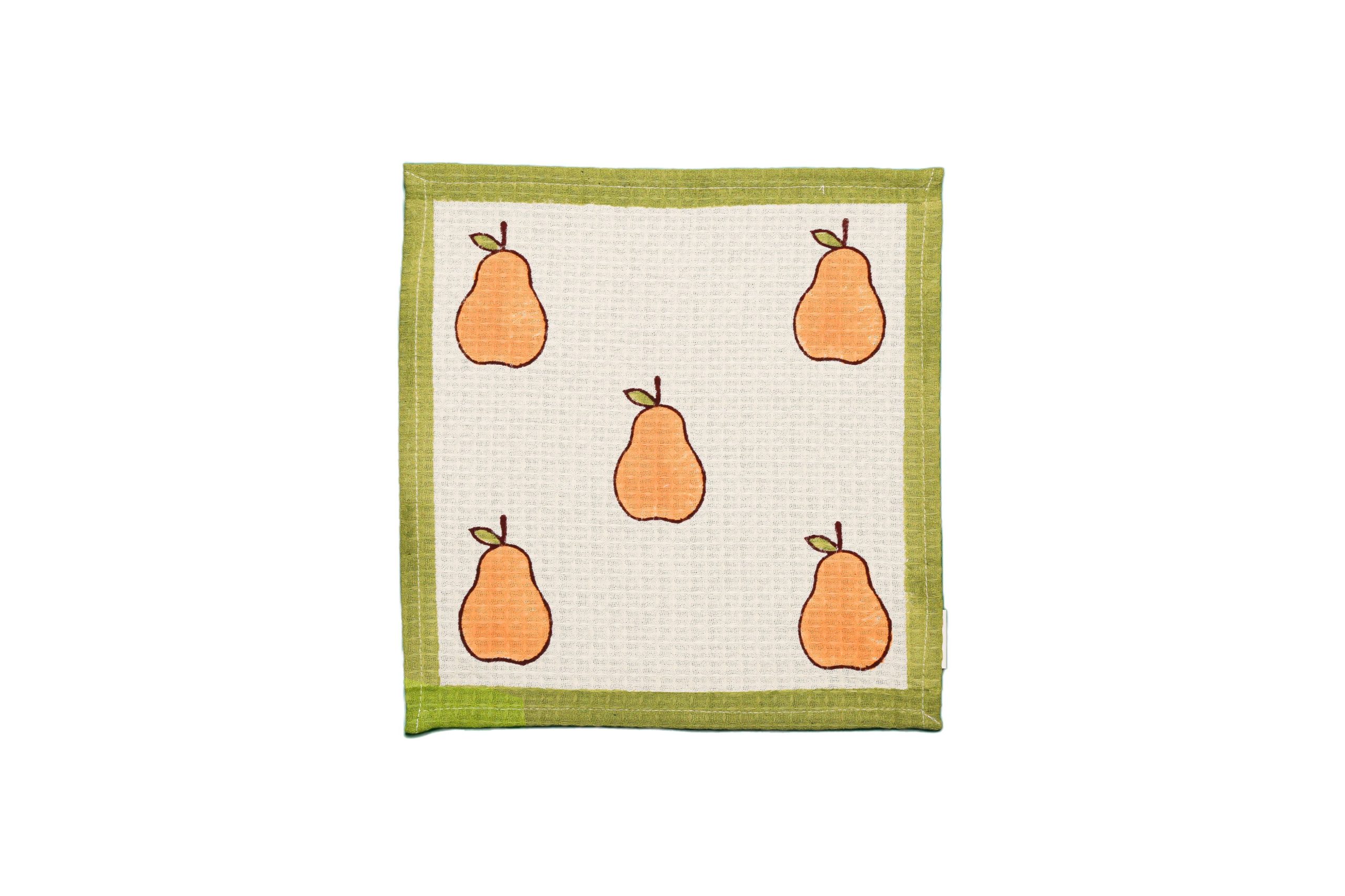 Yellow Pear Block Printed Face Towels - Image 2