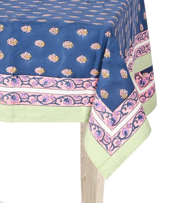 Blue Drops Block Printed Table Cover - Image 2