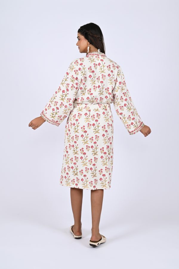 Pink Rally Flower Block Printed Bathrobe - Image 4