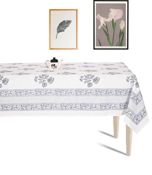 Winter Moss Block Printed Table Cover