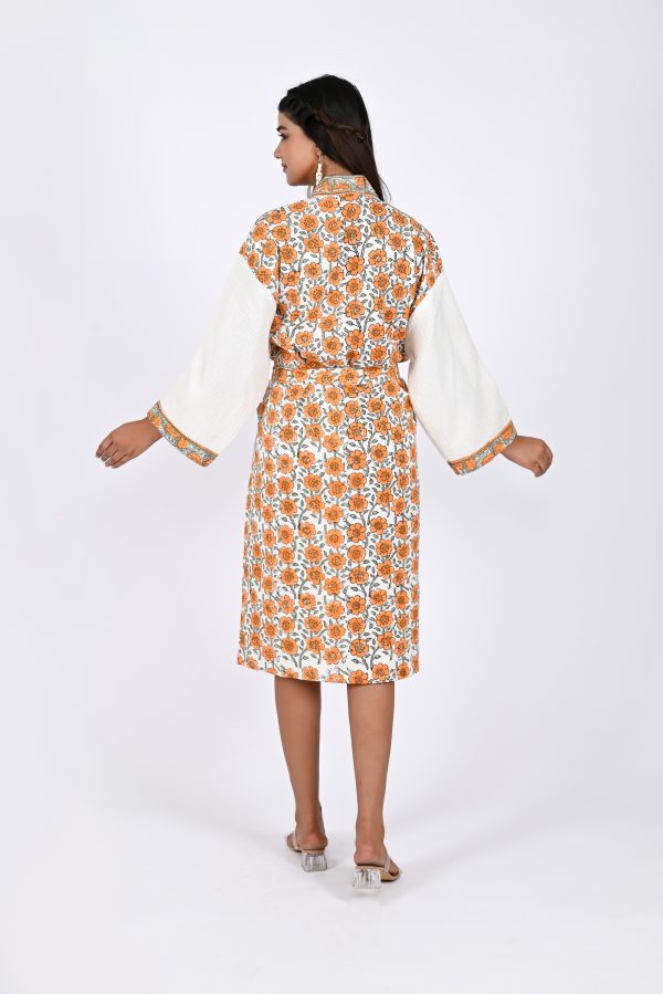 Melon Rose Block Printed Bathrobe - Image 3