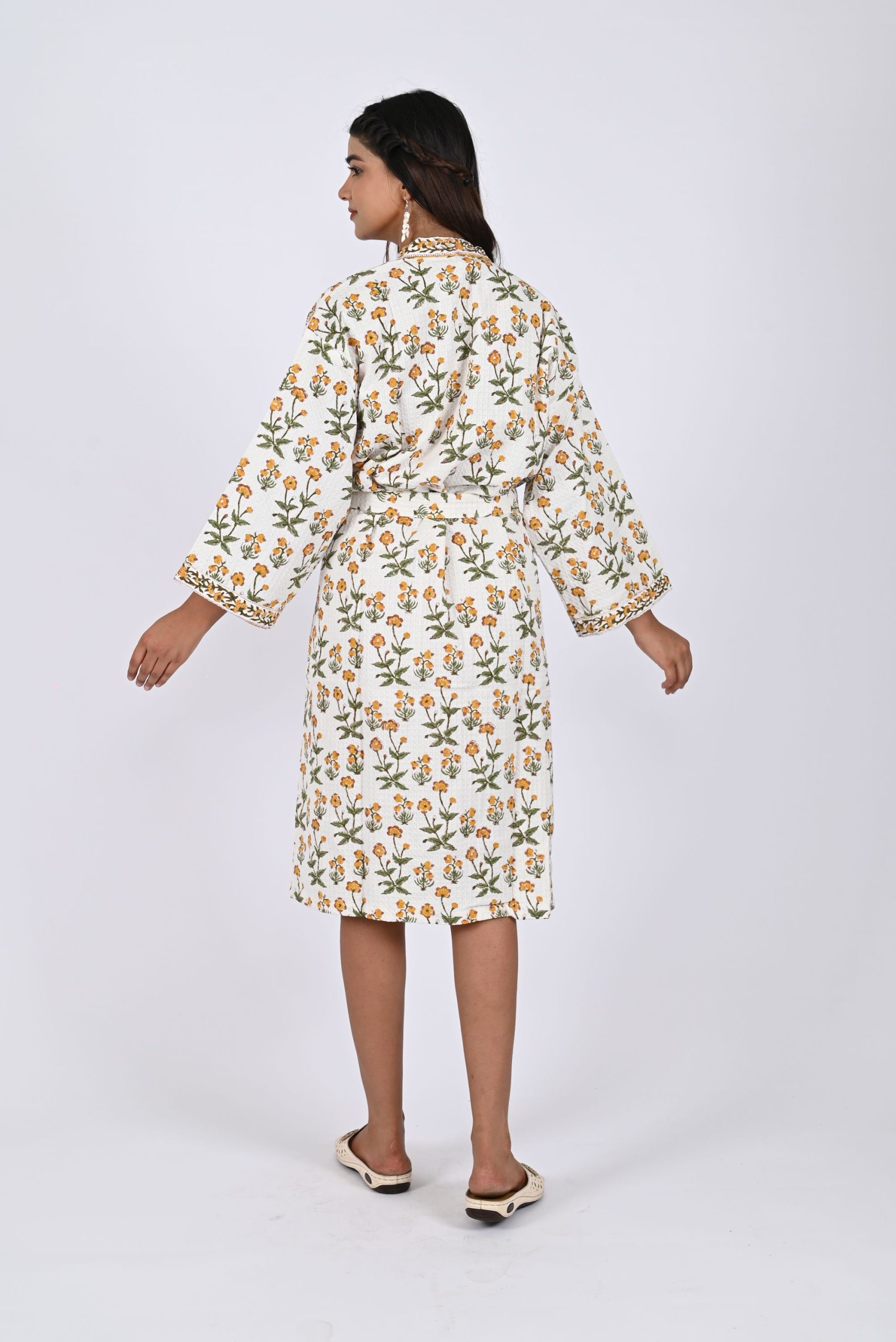 Pink Rally Flower Block Printed Bathrobe - Image 3