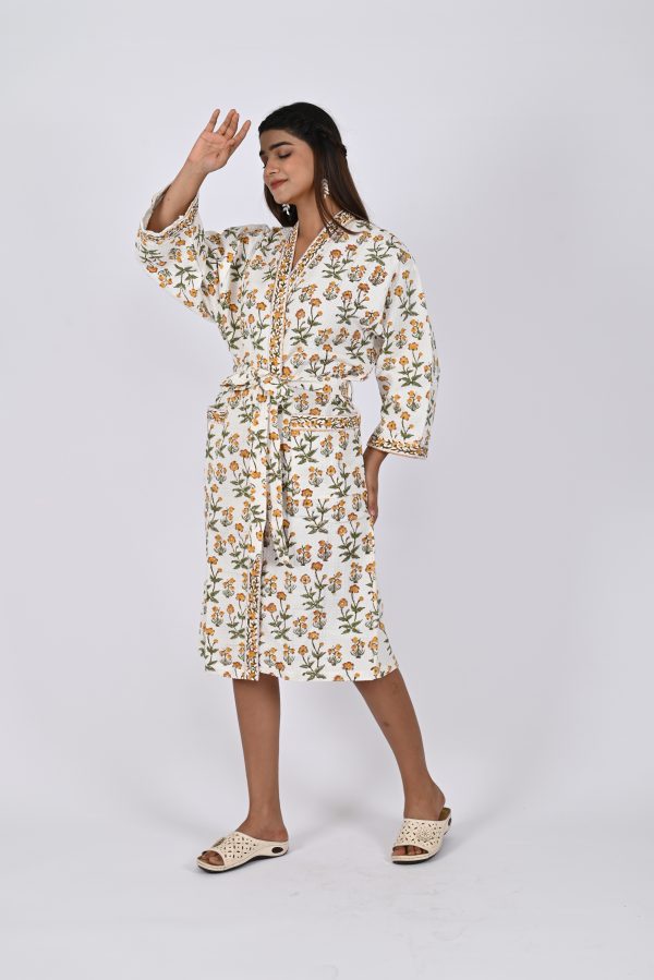 Pink Rally Flower Block Printed Bathrobe - Image 4