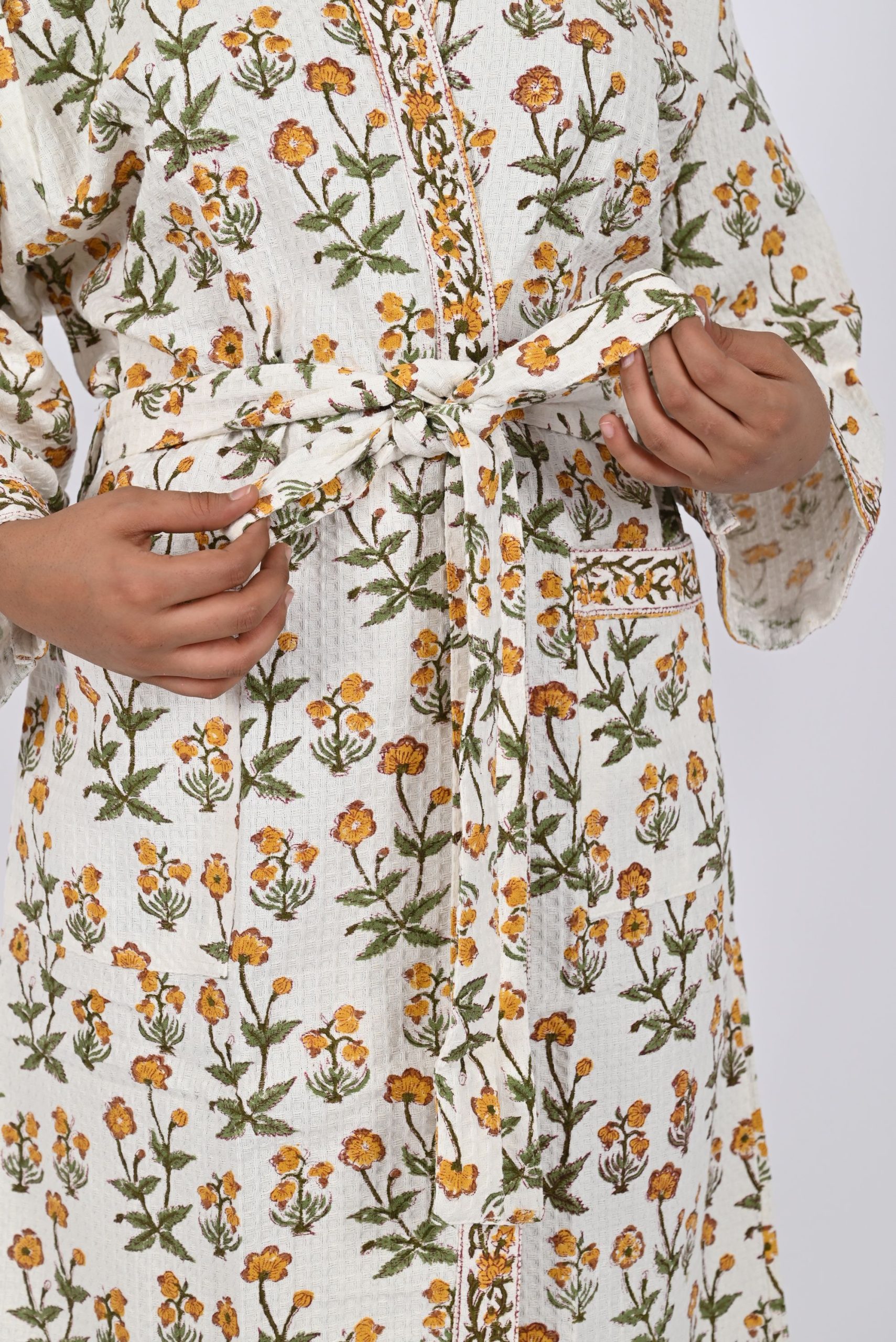 Pink Rally Flower Block Printed Bathrobe - Image 2